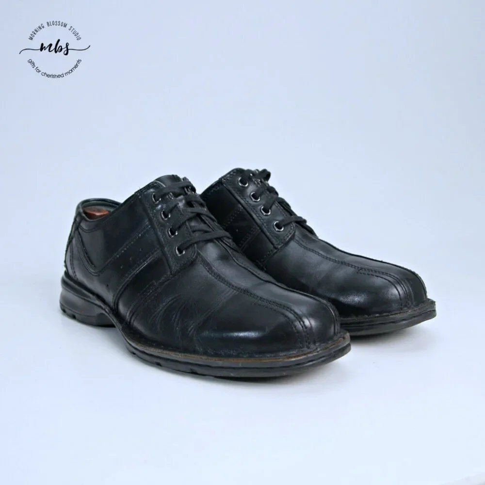 Clarks Mens‎ Touareg Vibe Leather Lace Up Oxfords Black Men 12